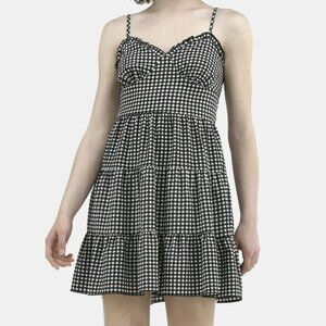 NWT, SZ L, Mini Tiered Sundress, Black & White Gingham